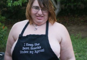 Gross Snacks Under Apron Fat Chick