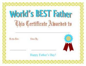Father's Day award certificate, free printable