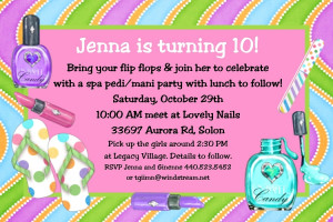 party invitations home kids party invitations pajama party spa party ...