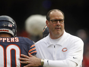 Bears defensive end Julius Peppers and offensive coordinator Mike Tice