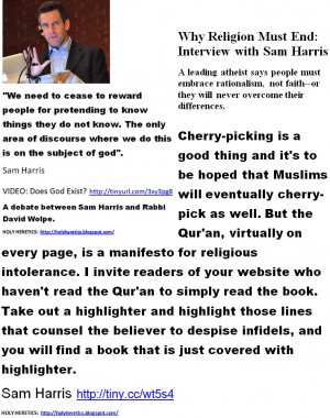 ... on every page, is a manifesto for religious intolerance. - Sam Harris