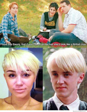 After cutting her hair Miley Cyrus now looks just like Draco Malfoy