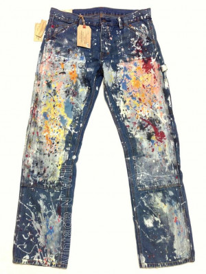 Denim Supply Ralph Lauren Straight Distress Paint Splatter Blue Jeans ...