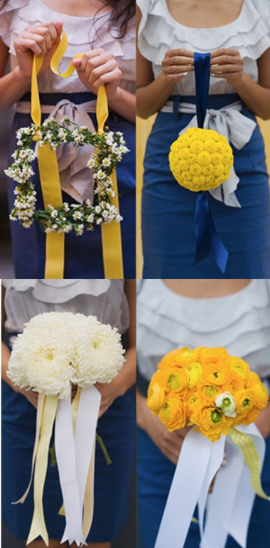 Navy Blue and Yellow Flower Arrangement