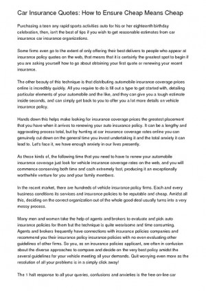 Car Insurance Quotes: How to Ensure Cheap Means Cheap screenshot