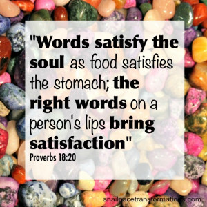 Proverbs 18:20 “Words satisfy the soul as food satisfies the stomach ...