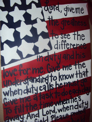 Hand Painted American Flag Military Wife Poem