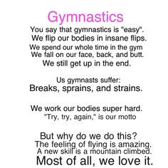 Gymnastics is a sport. We put our lives and hearts into it. We spent ...