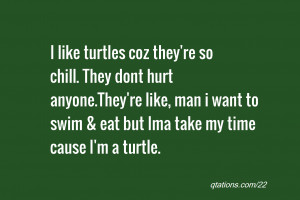 Image for Quote #22: I like turtles coz they're so chill. They dont ...