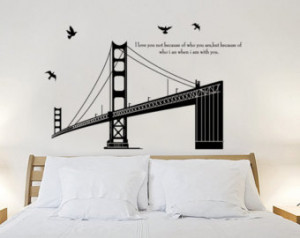 Quote wall decal, big bridge wall s ickers, flying birds wall sticker ...