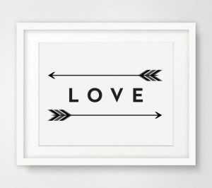 Love Print, Love Art, Two Feather Arrows, Black and White Arrow Love ...