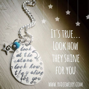 Initial Necklace Look At The Stars Song Lyrics Quote Coldplay ...
