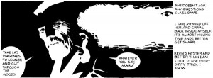 Sin City Marv Quotes Side text: text in the gutter