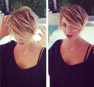 Kaley Cuoco has her hair cut by Christine Symonds at the Byron ...