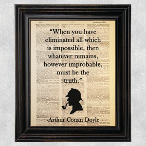 Improbable Truth Quote, Sherlock Holmes,Dictionary Art Print, Printed ...