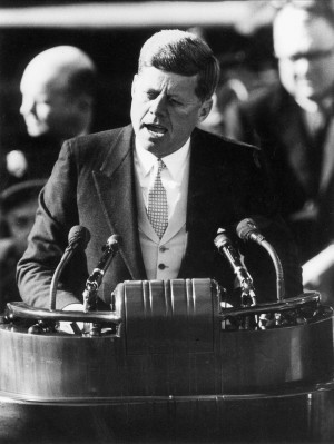 President John F. Kennedy delivers his inaugural address - AP