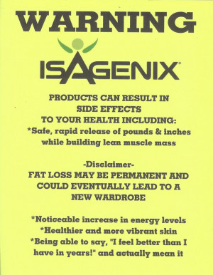 WARNING!!!!! IsAgenix may have some side effects.....you may need a ...