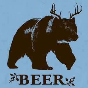 Bear + Deer Beer T Shirt Funny Hunting Fishing Drinking Tee