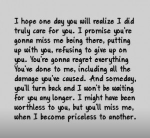 Sacrificed for your future happiness and to not live in fear of them ...