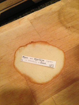 put one of your fortunes in the center of the cookie like this