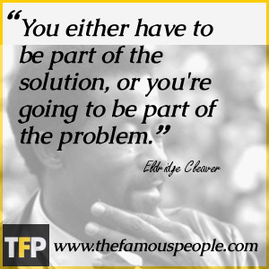 You're either part of the solution or you're part of the problem.