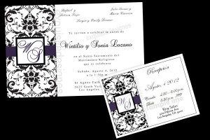 Wedding Invitation Quotes In Spanish Demask wedding invite purple