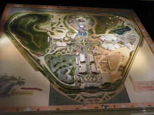 Original Map of Disneyland on display in lobby of Great Moments with ...