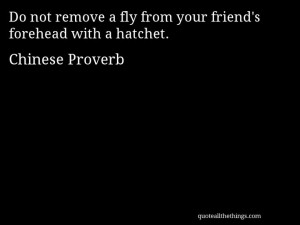 quote do not remove a fly from your friend s forehead with a hatchet ...