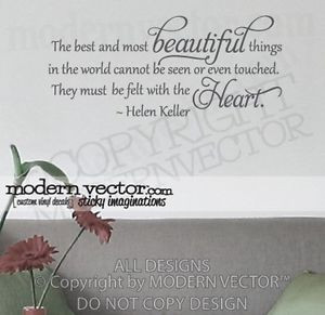 Details about HELEN KELLER Vinyl Wall Quote Decal BEAUTIFUL THINGS