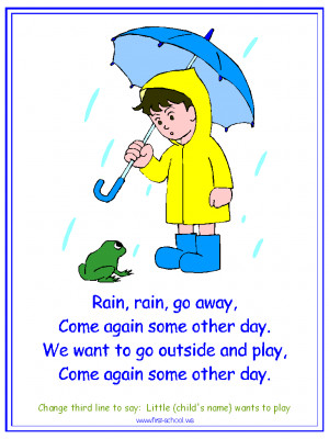 Rain, Rain Go Away Nursery Rhyme printable materials for a water cycle ...