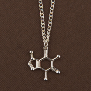 Caffeine molecule necklace