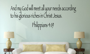 Philippians 4:19 And My..Bible Verse Wall Decal Quotes