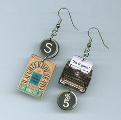 Cover Earrings Slaughterhouse-Five Vonnegut Vintage typewriter Quote ...
