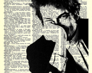 Bob Dylan - Print on Vintage repurposed paper - Dictionary Print ...