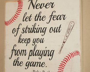 Baseball Quote, Wooden Baseball Sign, Babe Ruth Quote, Baseball Wall ...