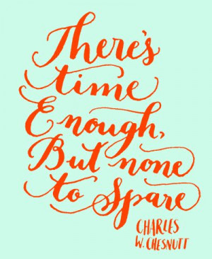 Day 115: There's time enough, but none to spare. Charles W. Chesnutt.
