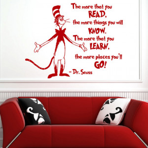 Dr Seuss Wall Decals Quotes Vinyl Stickers The More That You Read Dr ...