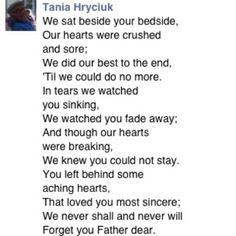 Poem for my dad after he passed away from cancer.