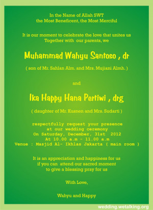 Islamic wedding invitations wording