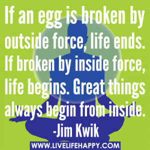 Is Broken By Outside Force, Life Ends. If Broken By Inside Force, Life ...