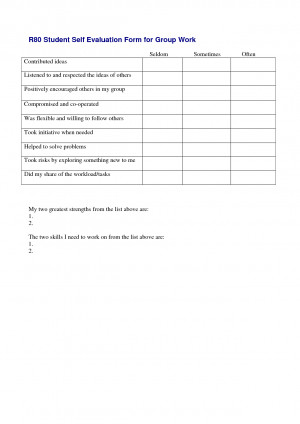 Student Self Evaluation Form For Group Work Doc picture