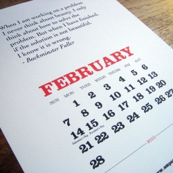 ... calendar with quotes from Buckminster Fuller, Ray Bradbury, Adolf Loos