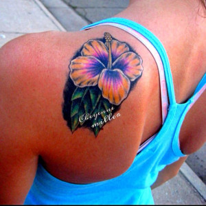 Hibiscus Flower Tattoos On Shoulder