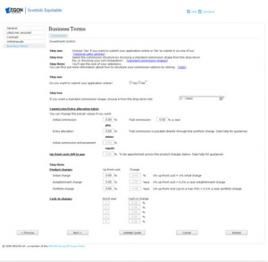 on entering the commission screen for quotes this is the default page