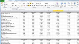 Stock market data in Excel