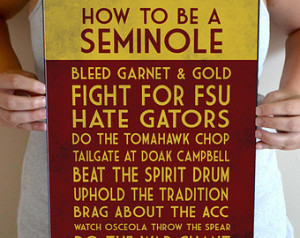 Florida State Art Print, Seminoles Quote Poster Sign, Florida State ...