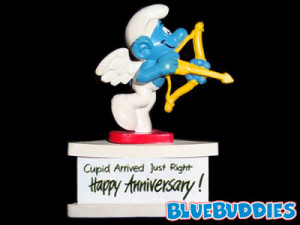 Cupid Arrived Just Right - Happy Anniversary Smurf-A-Gram