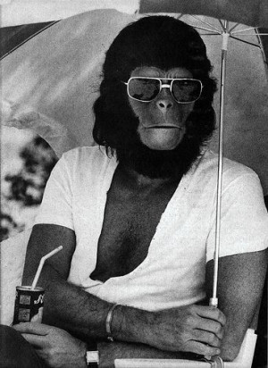 Roddy McDowall on the set of Planet of the Apes.: Planets, Behind The ...