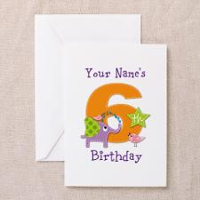 6th Birthday Elephant - Personalized! Greeting Car for
