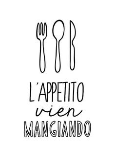 appetito vien mangiando - italian kitchen poster cooking quote ...